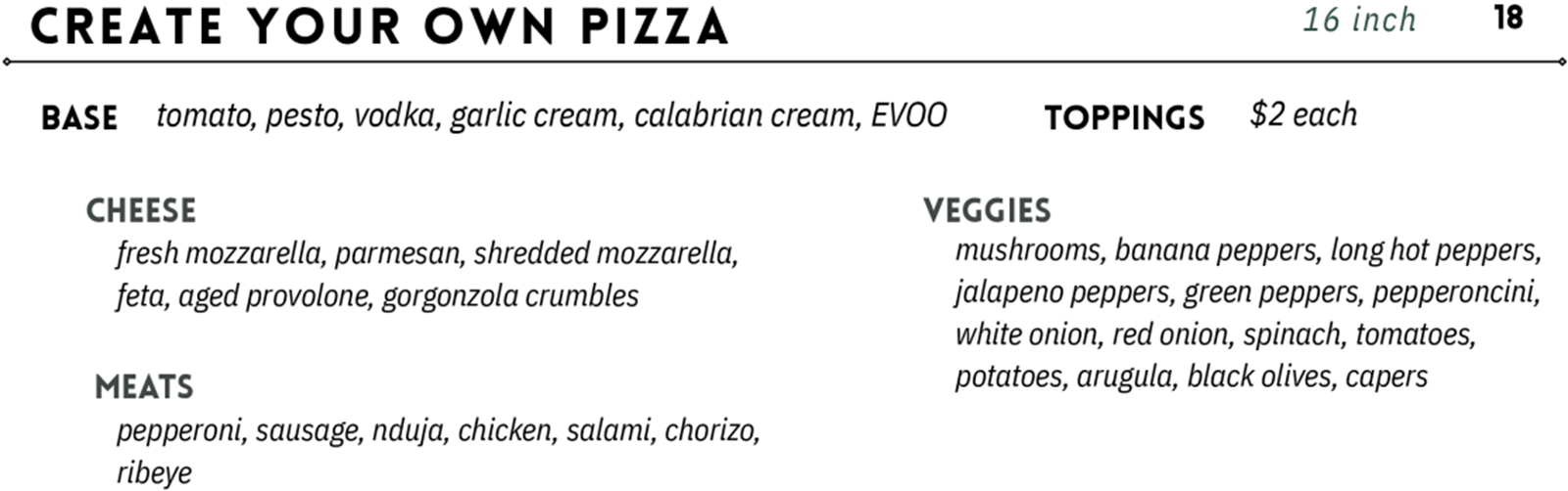 Create your own pizza