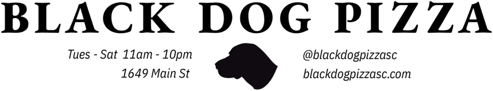 Black Dog Pizza menu header